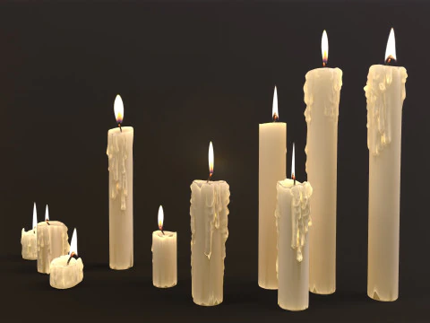 Melted Candles pack 3D Model