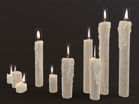 Melted Candles pack Model 3D