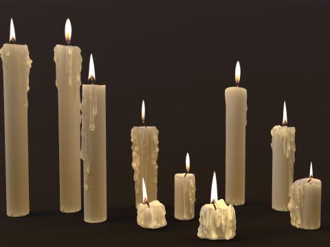 Melted Candles pack Model 3D