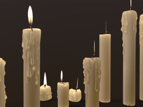 Melted Candles pack Model 3D