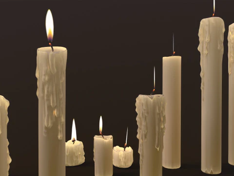 Melted Candles pack 3D Model