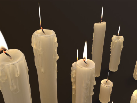 Melted Candles pack Model 3D