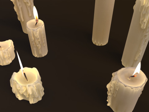 Melted Candles pack Model 3D