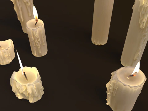 Melted Candles pack 3D Model