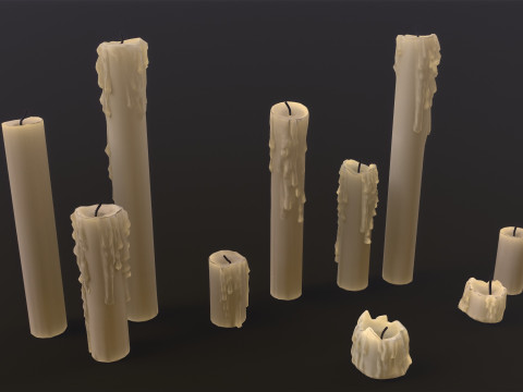 Melted Candles pack Model 3D