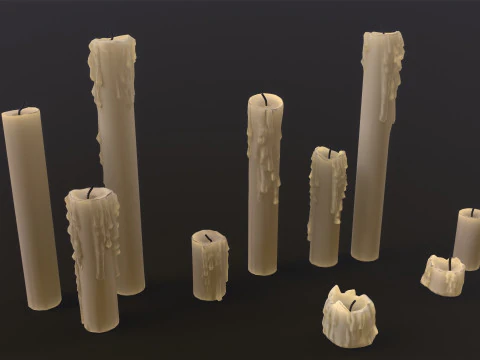 Melted Candles pack 3D Model