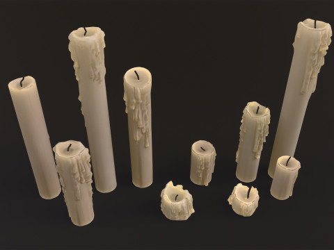 Melted Candles pack Model 3D