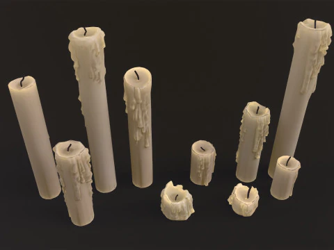 Melted Candles pack 3D Model