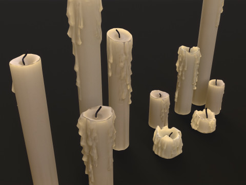Melted Candles pack Model 3D