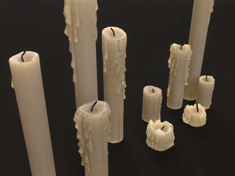 Melted Candles pack 3D Model
