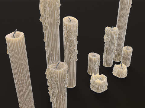 Melted Candles pack Model 3D