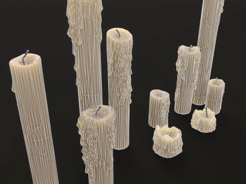 Melted Candles pack 3D Model