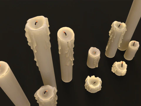 Melted Candles pack 3D Model