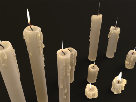 Melted Candles pack Model 3D