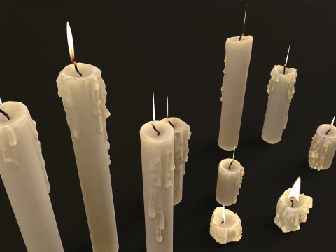 Melted Candles pack 3D Model