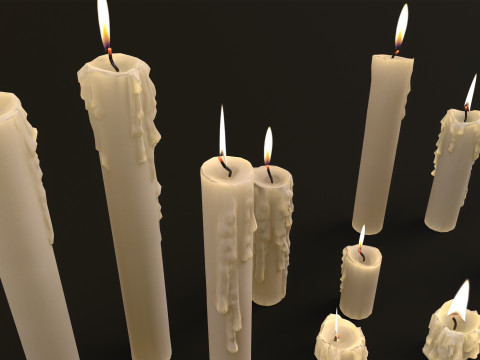 Melted Candles pack Model 3D