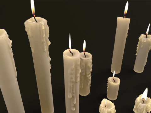 Melted Candles pack 3D Model