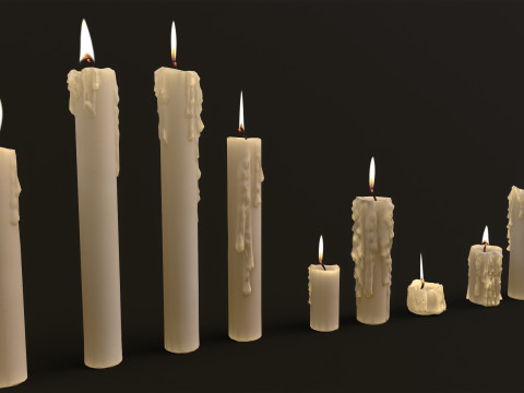Melted Candles pack Model 3D
