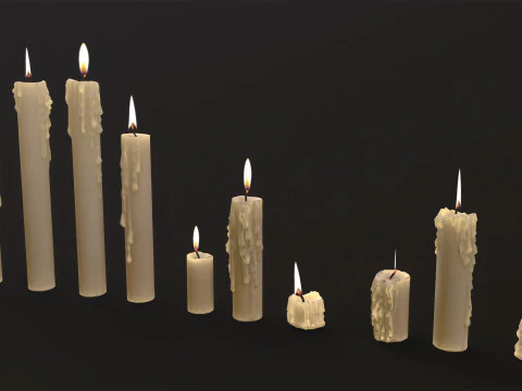Melted Candles pack 3D Model