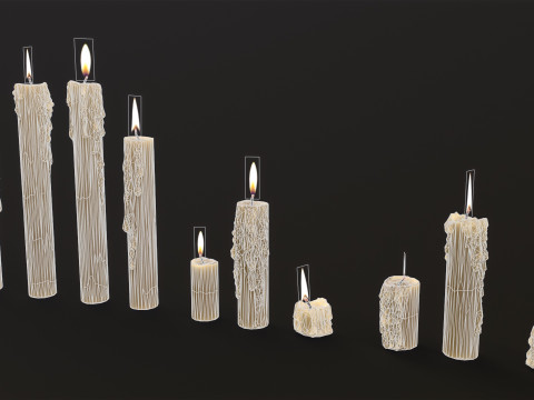 Melted Candles pack Model 3D