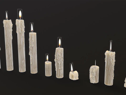 Melted Candles pack 3D Model