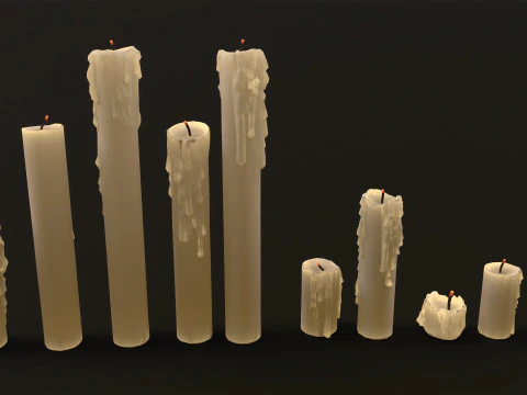 Melted Candles pack 3D Model