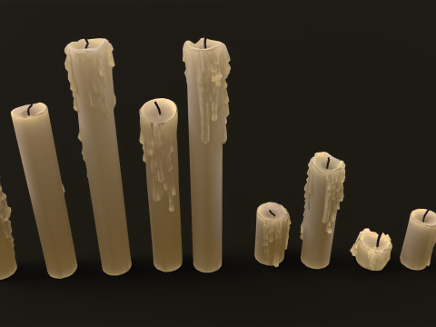 Melted Candles pack Model 3D