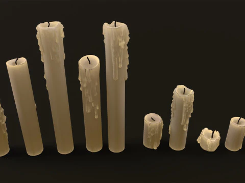 Melted Candles pack 3D Model