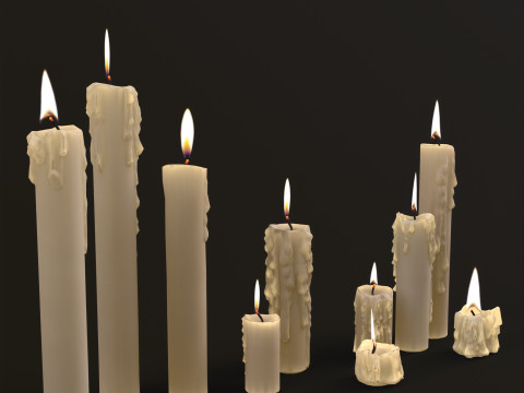 Melted Candles pack Model 3D