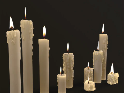 Melted Candles pack 3D Model