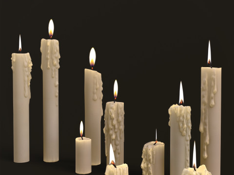 Melted Candles pack Model 3D