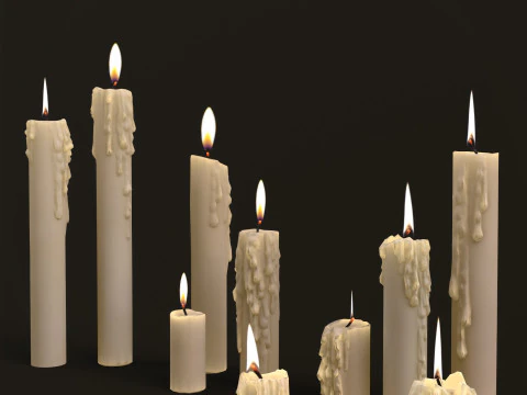 Melted Candles pack 3D Model