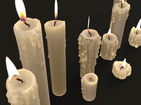 Melted Candles pack Model 3D