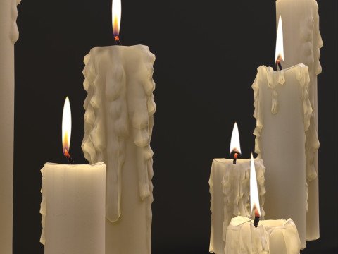 Melted Candles pack Model 3D