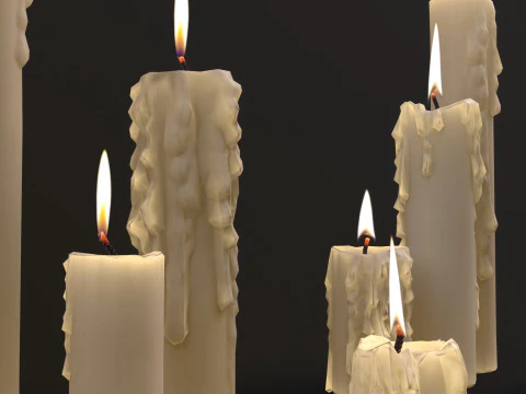 Melted Candles pack 3D Model