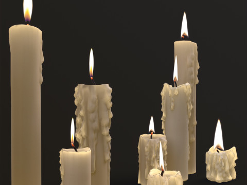 Melted Candles pack Model 3D