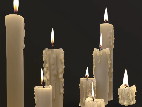 Melted Candles pack 3D Model