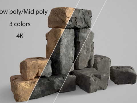 High detailed Stones rock set 01 Model 3D