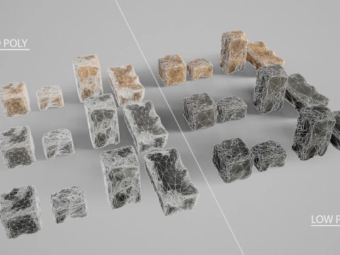 High detailed Stones rock set 01 3D Model