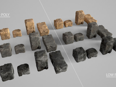 High detailed Stones rock set 01 Modelo 3D