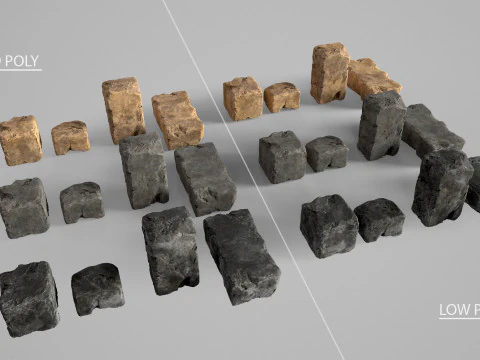 High detailed Stones rock set 01 3D Model