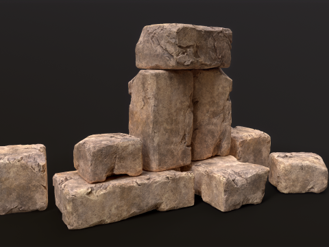 High detailed Stones rock set 01 Modelo 3D