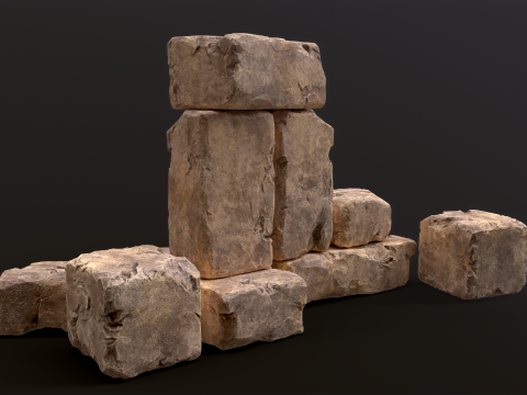 High detailed Stones rock set 01 Modelo 3D