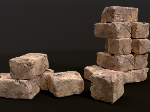 High detailed Stones rock set 01 Modelo 3D