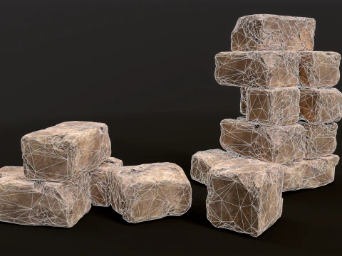 High detailed Stones rock set 01 3D Model