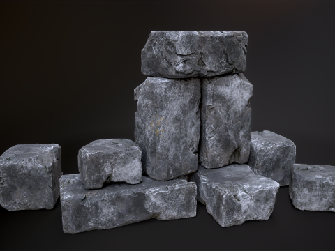 High detailed Stones rock set 01 Modelo 3D