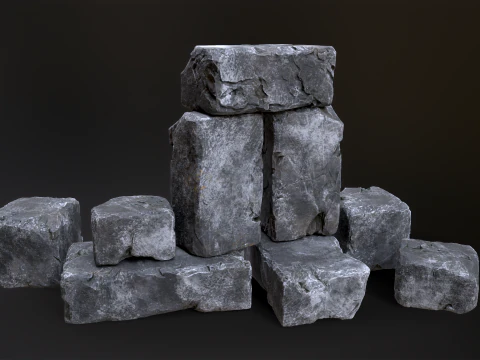 High detailed Stones rock set 01 3D Model