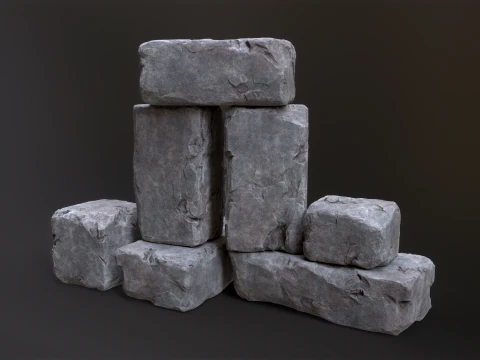 High detailed Stones rock set 01 3D Model