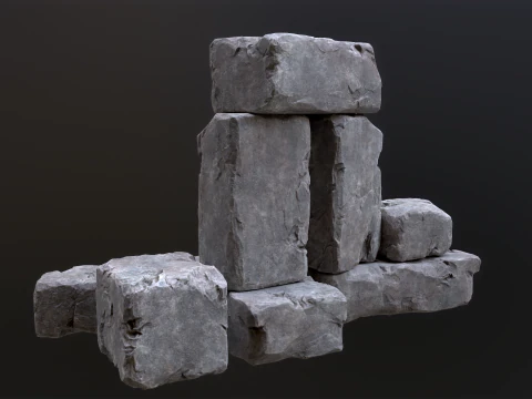 High detailed Stones rock set 01 3D Model