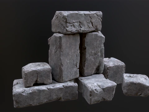 High detailed Stones rock set 01 3D Model